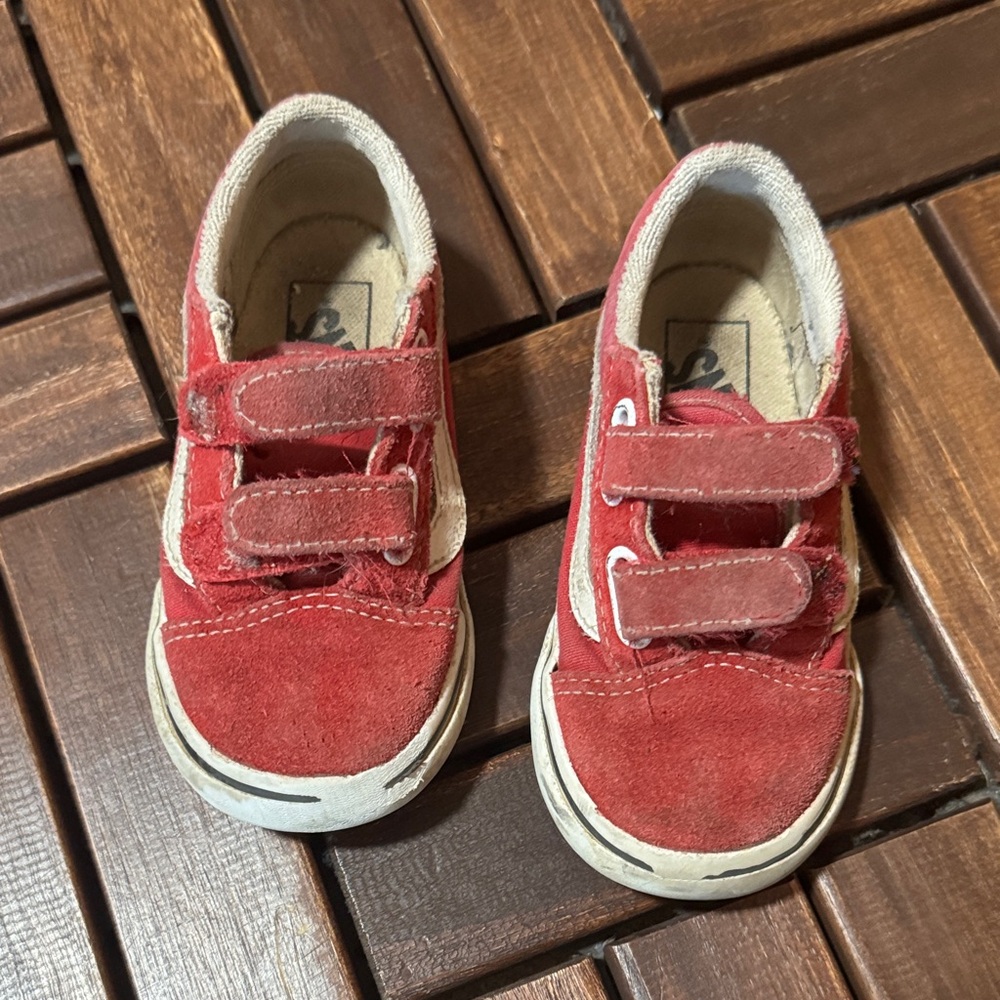 Vans Red Kids Sneakers with Velcro Straps
